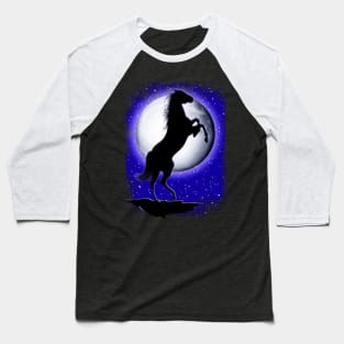Wild Horse on Blue Moon Baseball T-Shirt